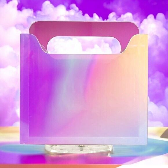 Clear Iridescent Rotating Desk Organizer Pen, Brush, Makeup, Remote Holder 5x5" - Picture 4 of 16